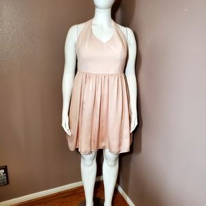 NWT David's Bridal WHITE by Vera Wang blush peach halter dress size 16